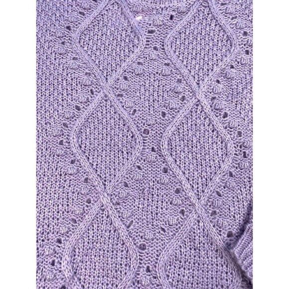 ‎Ultra Flirt Sweater Top XS Purple Chunky-Knit Crew - Picture 3 of 8